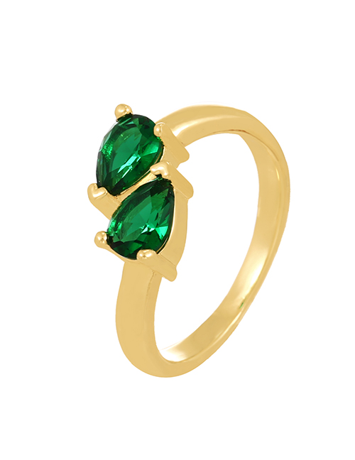 Fashion Green-5 Bronze Zircon Drop Ring