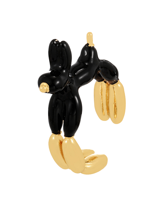 Fashion Black Dripping Oil Cartoon Pet Dog Copper Ring