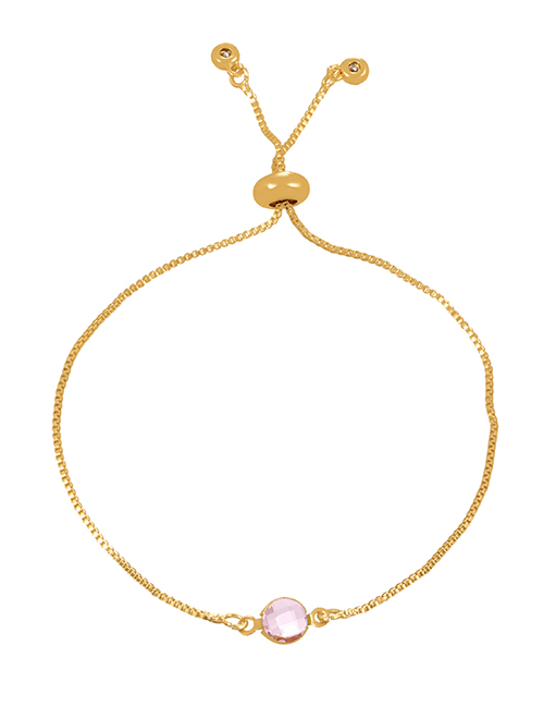 Fashion Pink Bronze Zircon Round Crystal Bracelet