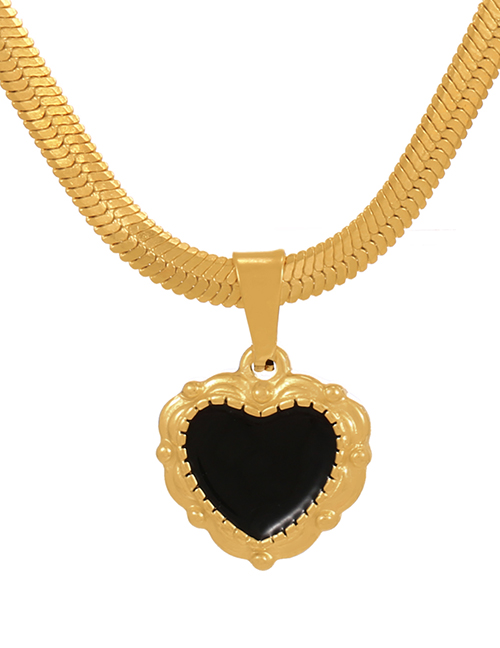 Fashion Gold Titanium Steel Heart Pendant Necklace