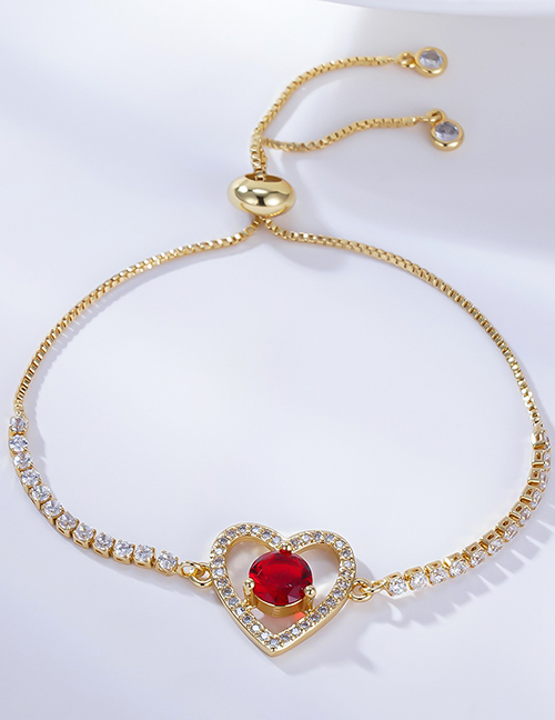 Fashion Gold Color Bronze Zirconium Heart Pull Bracelet