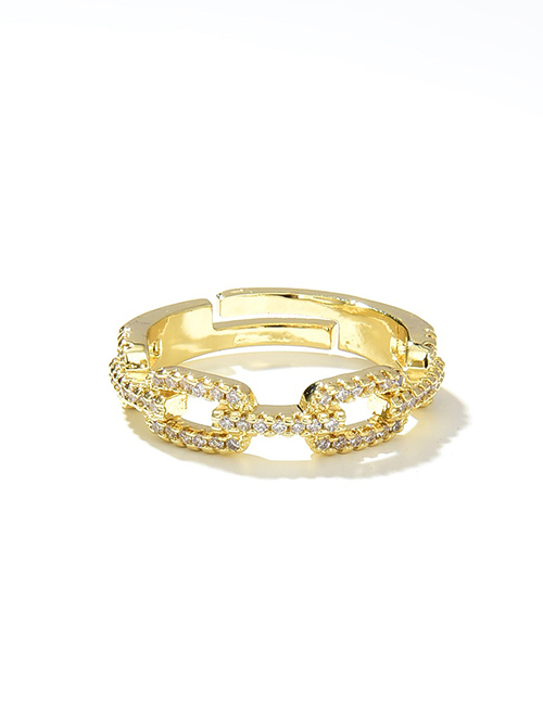 Fashion Gold Color Bronze Diamond Chain Ring