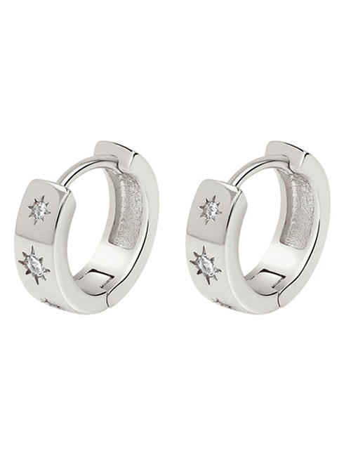 Fashion Silver Color Brass Inset Zirconium Star Earrings