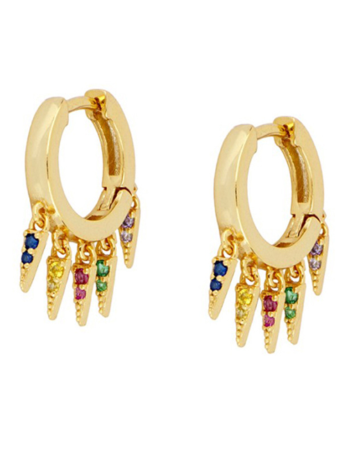 Fashion Jackpot Brass Inset Zirconium Triangular Cone Tassel Earrings