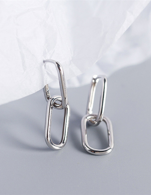 Fashion Silver Color Solid Copper Oval Double Hoop Earrings
