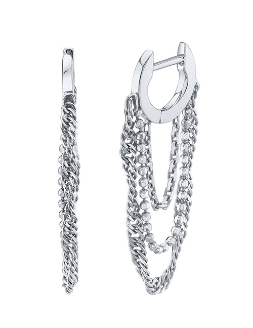 Fashion Silver Color Pure Copper Chain Tassel Earrings