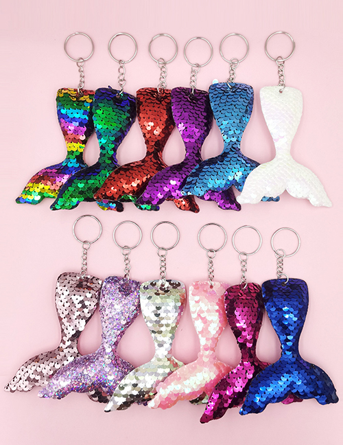 Fashion 12 Double Sided Sequined Fishtail Keychain