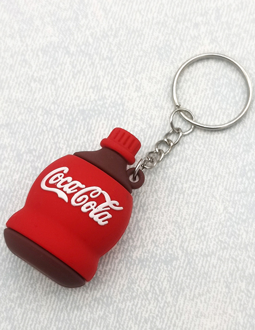 Fashion Red Soft Plastic Cartoon Beverage Bottle Keychain