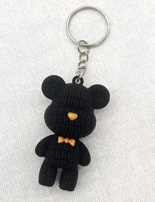 Fashion Black Soft Rubber Cartoon Wool Bear Keychain