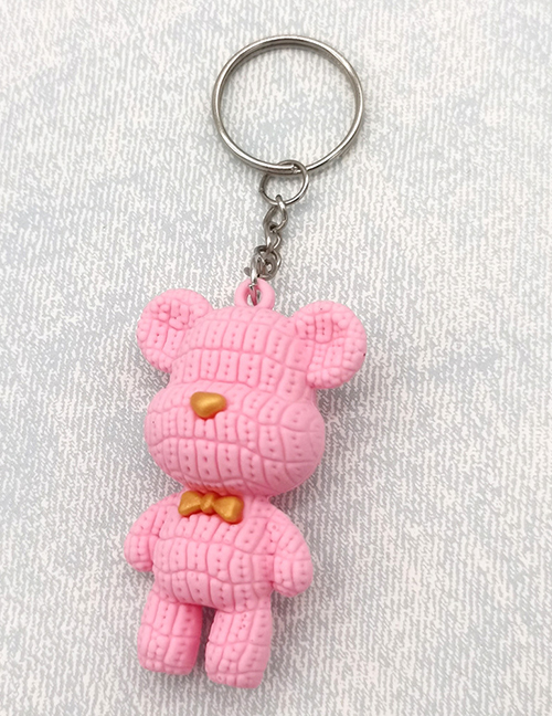 Fashion Pink Soft Rubber Cartoon Wool Bear Keychain