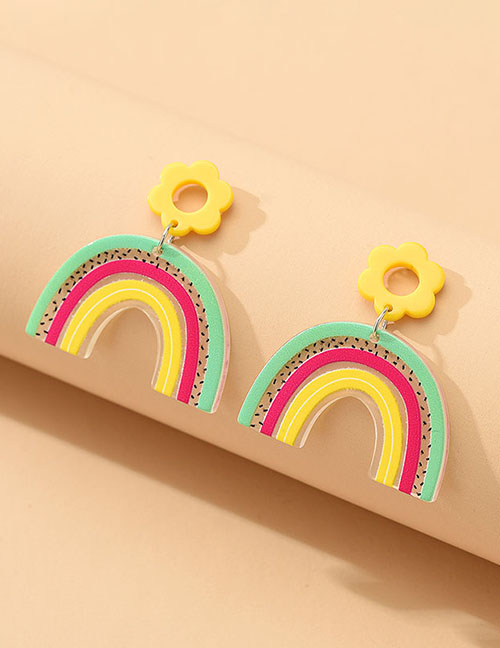 Fashion Rainbow Earrings Acrylic Rainbow Stud Earrings