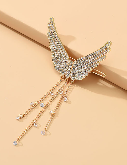 Fashion Gold Color Alloy Diamond Butterfly Tassel Hair Clip