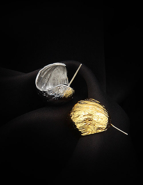 Fashion Gold Titanium Steel Geometric Texture Stud Earrings