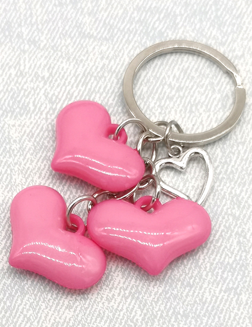 Fashion Pink Acrylic Heart Keychain