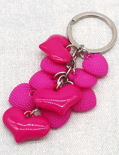 Fashion Rose Red Acrylic Heart Keychain
