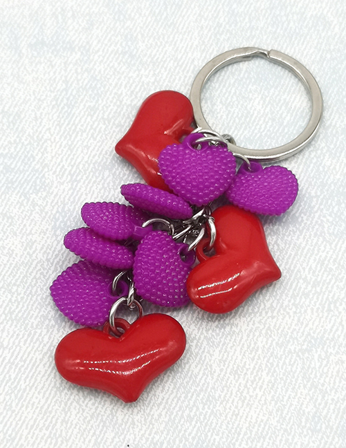 Fashion Purple + Red Acrylic Heart Keychain