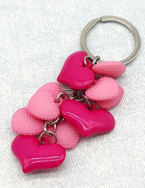Fashion Pink + Rose Red Acrylic Heart Keychain