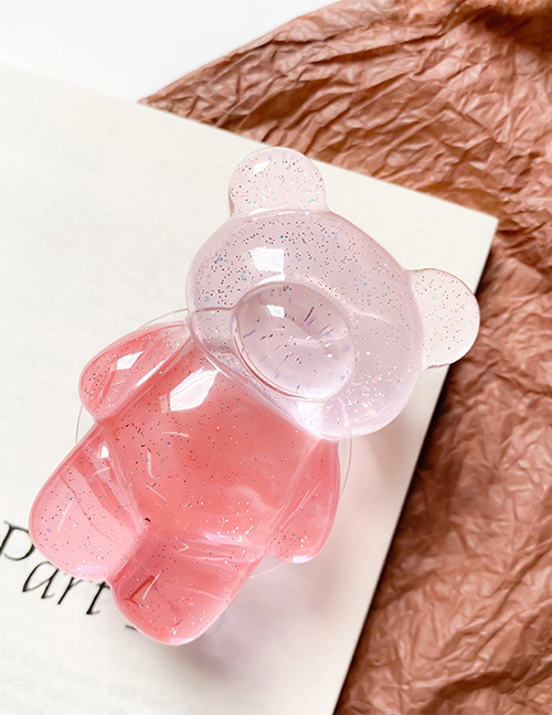 Fashion Pink Acrylic Two-color Glitter Bear Mobile Phone Airbag Bracket