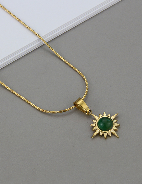 Fashion Green Necklace Titanium Eight-pointed Star Necklace
