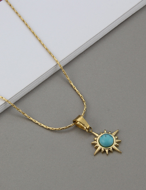 Fashion Blue Necklace Titanium Eight-pointed Star Necklace