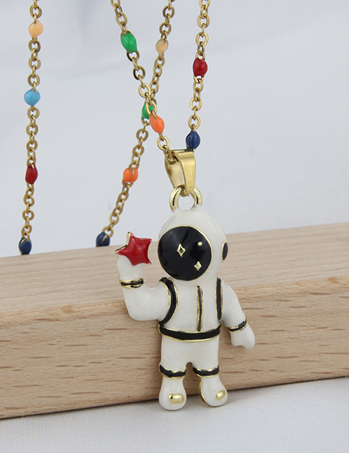 Fashion 2# Alloy Drip Oil Astronaut Necklace