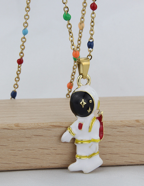 Fashion 6# Alloy Drip Oil Astronaut Necklace