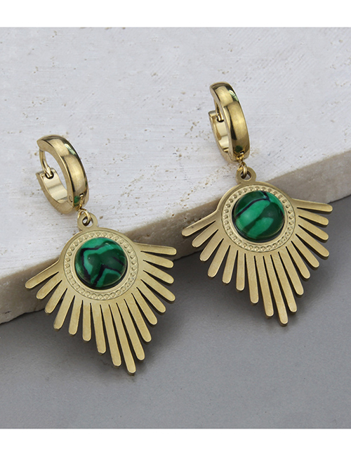 Fashion Green Earrings Titanium Gold Plated Triangle Blue Pine Earrings