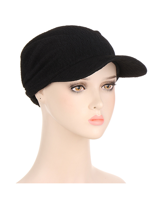 Fashion Black Polyester Wide Brim Sun Hat