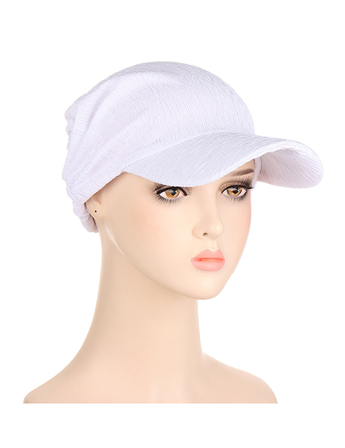 Fashion White Polyester Wide Brim Sun Hat