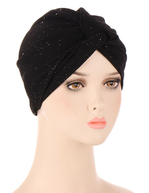 Fashion Black Polyester Powdered Knotted Toe Cap