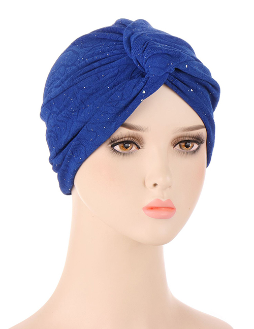 Fashion Royal Blue Polyester Powdered Knotted Toe Cap