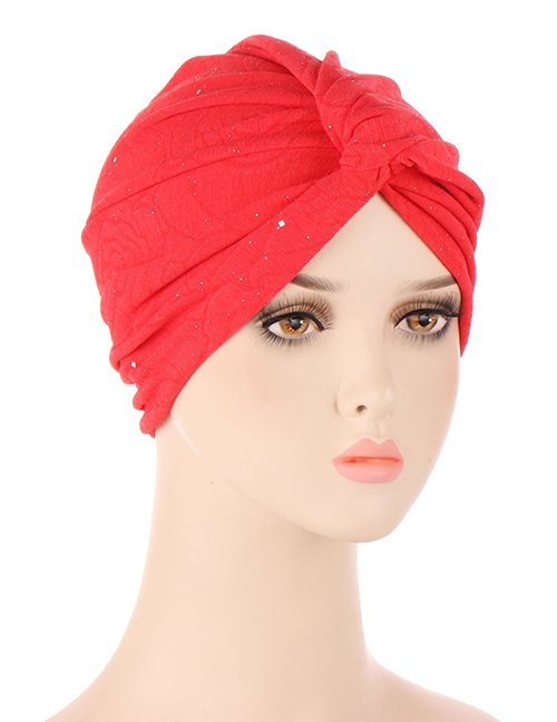 Fashion Watermelon Red Polyester Powdered Knotted Toe Cap
