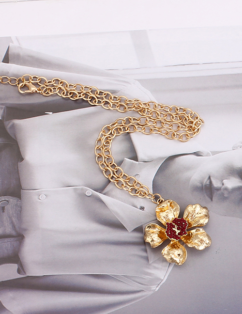 Fashion Gold Color Metal Flower Necklace