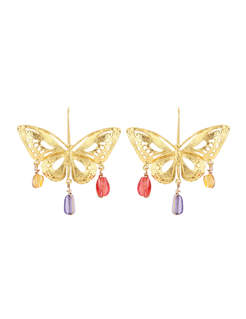 Fashion Mixed Color Metal Cutout Butterfly Stud Earrings