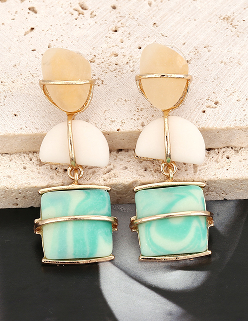 Fashion Mixed Color Alloy Patchwork Geometric Stud Earrings