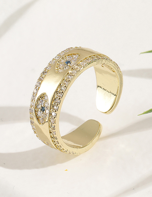 Fashion Gold Brass Diamond Eye Ring