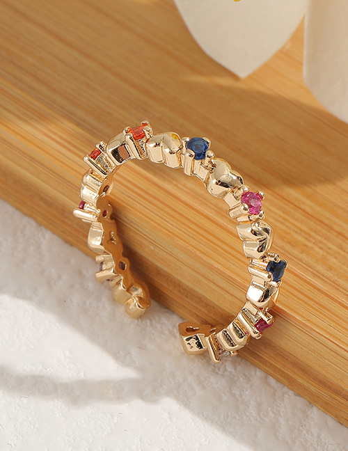 Fashion Color Brass Gold Plated Open Ring With Diamonds