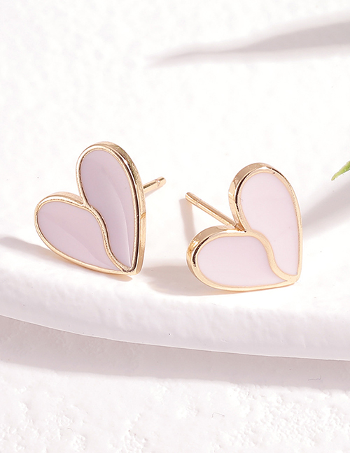 Fashion Creamy-white Copper Drop Oil Love Stud Earrings