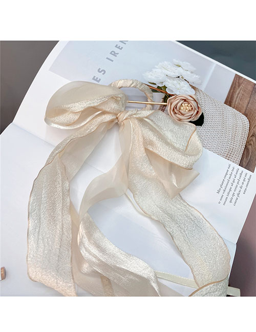 Fashion Champagne Extra Long Streamer Flower Hairpin