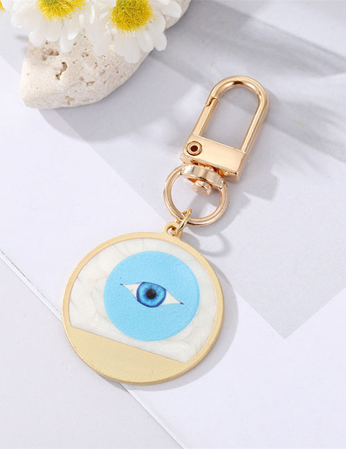 Fashion 10 Alloy Drop Oil Blue Round Eyes Alloy Drop Oil Eye Round Keychain