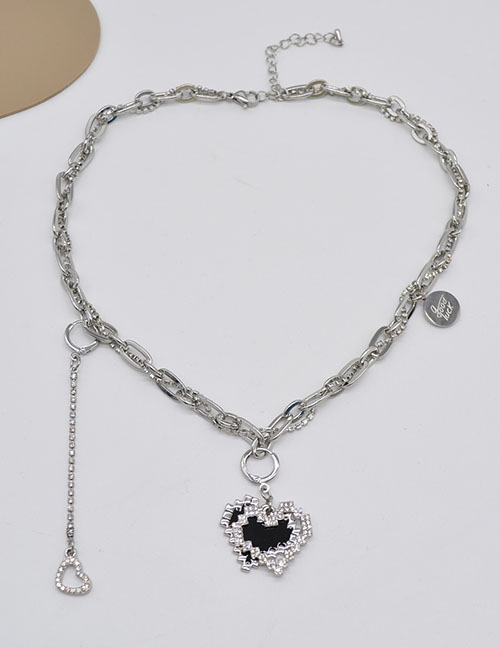Fashion Silver Alloy Geometric Heart Chain Necklace