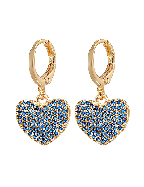 Fashion Navy Blue Copper Gold Plated Heart Earrings