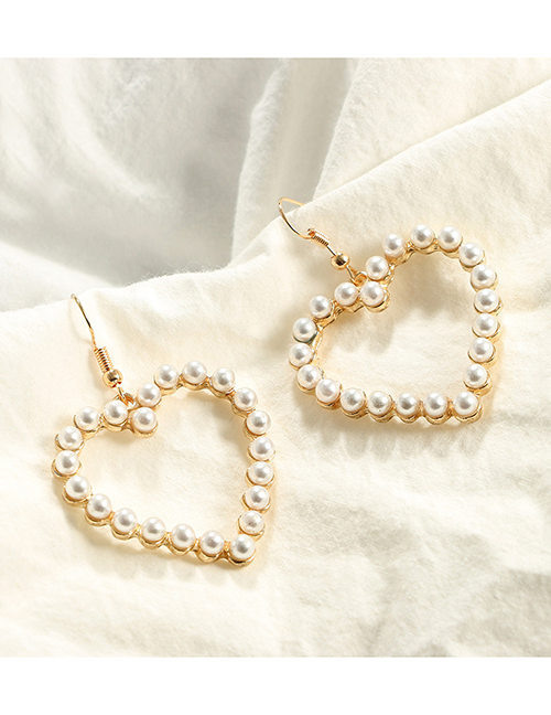 Fashion 1# Alloy Pearl Heart Stud Earrings