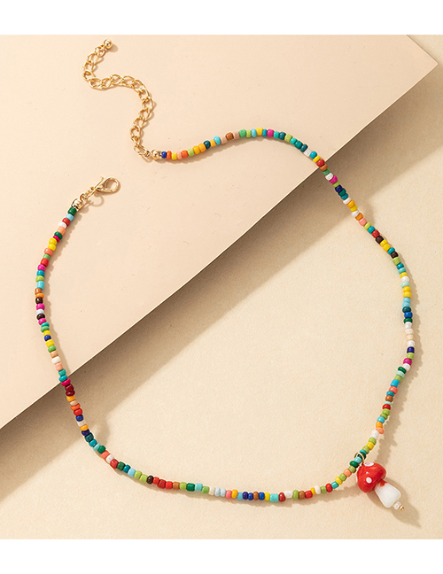 Fashion Color Colorful Rice Beads Beaded Mushroom Necklace