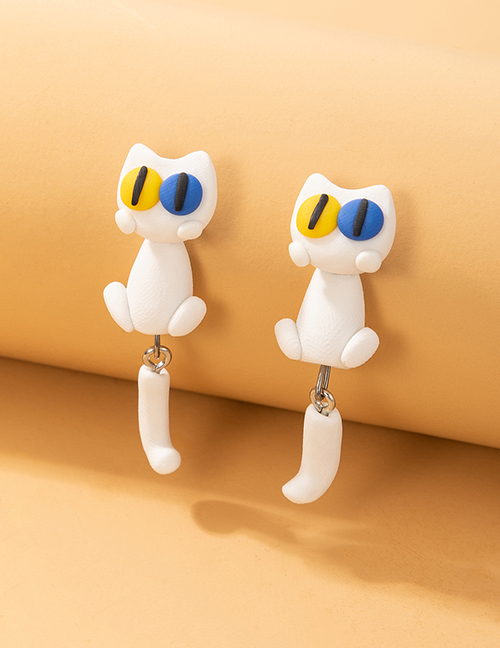Fashion 11# Soft Pottery Cat Stud Earrings