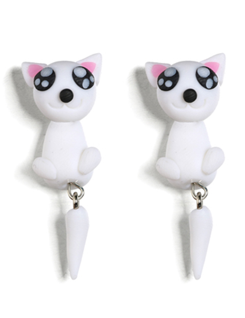 Fashion 12# Soft Pottery Cat Stud Earrings
