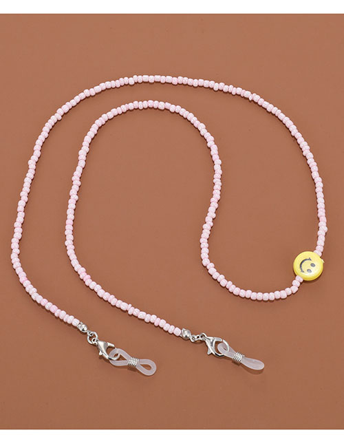 Fashion Beige With Smiley Face Geometric Beaded Smiley Glasses Chain