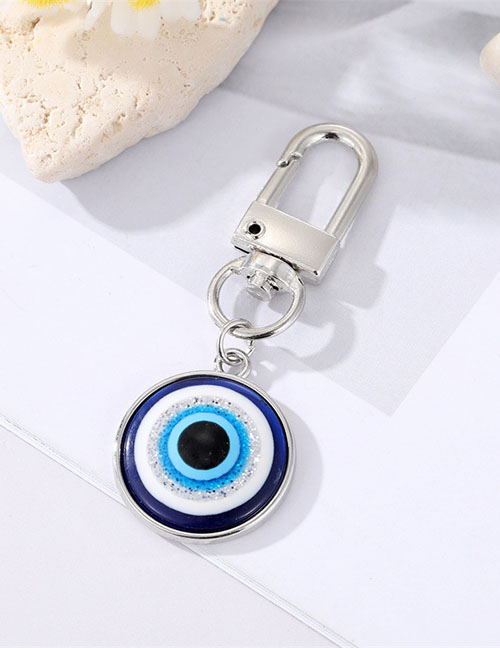 Fashion 18mm Silver Alloy Resin Round Eye Keychain