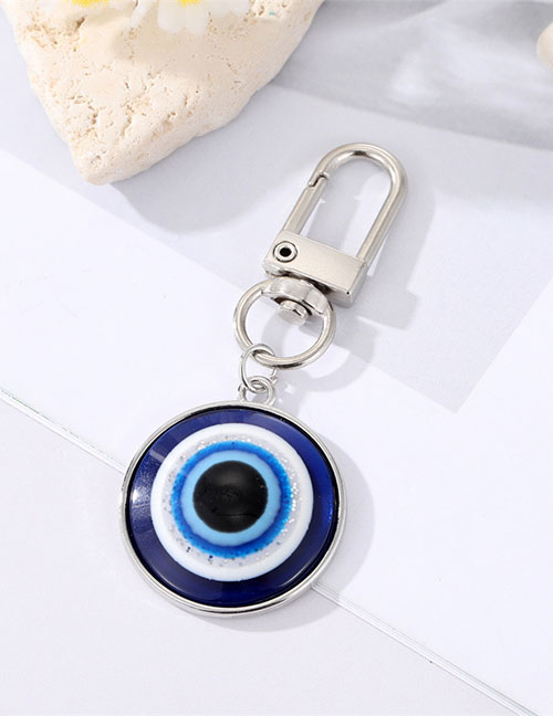Fashion 25mm Silver Alloy Resin Round Eye Keychain