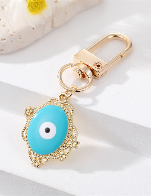 Fashion Oval Drip Oil Blue Alloy Drop Oil Oval Eye Keychain